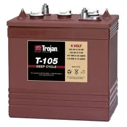 (Modelo antigo) Trojan Motive T-105 6V 225Ah Bateria de Chumbo-Ácido Inundada de Ciclo Profundo