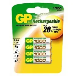 Pack de 4 pilhas recarregáveis AAA 1000mAh