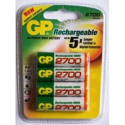 Pack de 4 pilhas recarregáveis AA 2700mAh