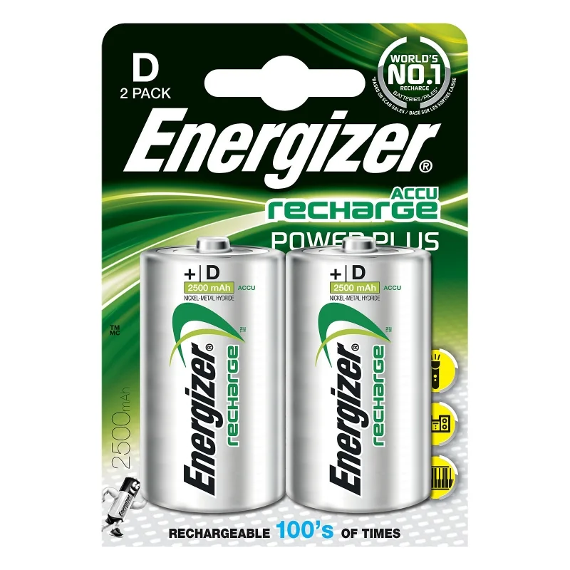 Pilhas Recarregáveis Energizer D 2500 mAh