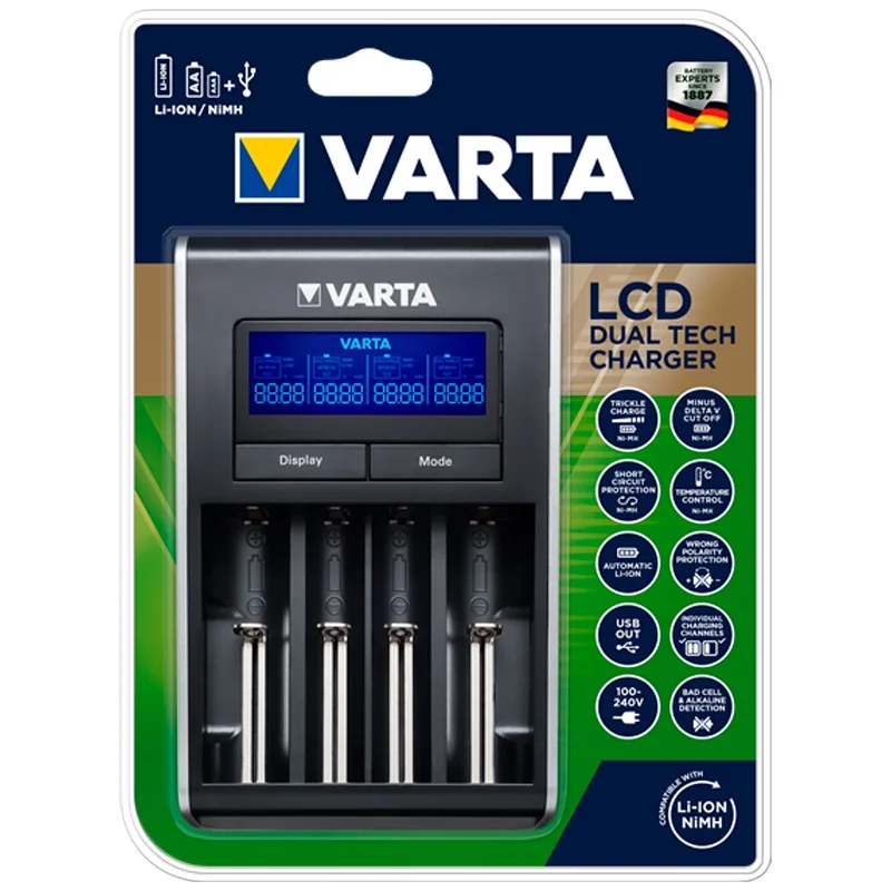 Carregador VARTA Dual Tech para baterias recarregáveis ​​NiMH Li-ION