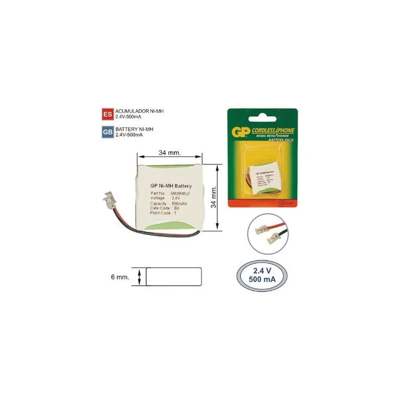 Bateria Telefone sem fio T304_C3 2.4 V 500mAh