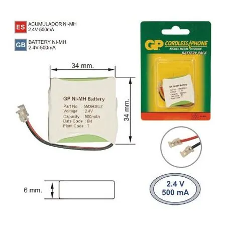 Bateria Telefone sem fio T304_C3 2.4 V 500mAh