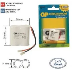 Bateria Telefone sem fio T104 2.4 V 300mAh