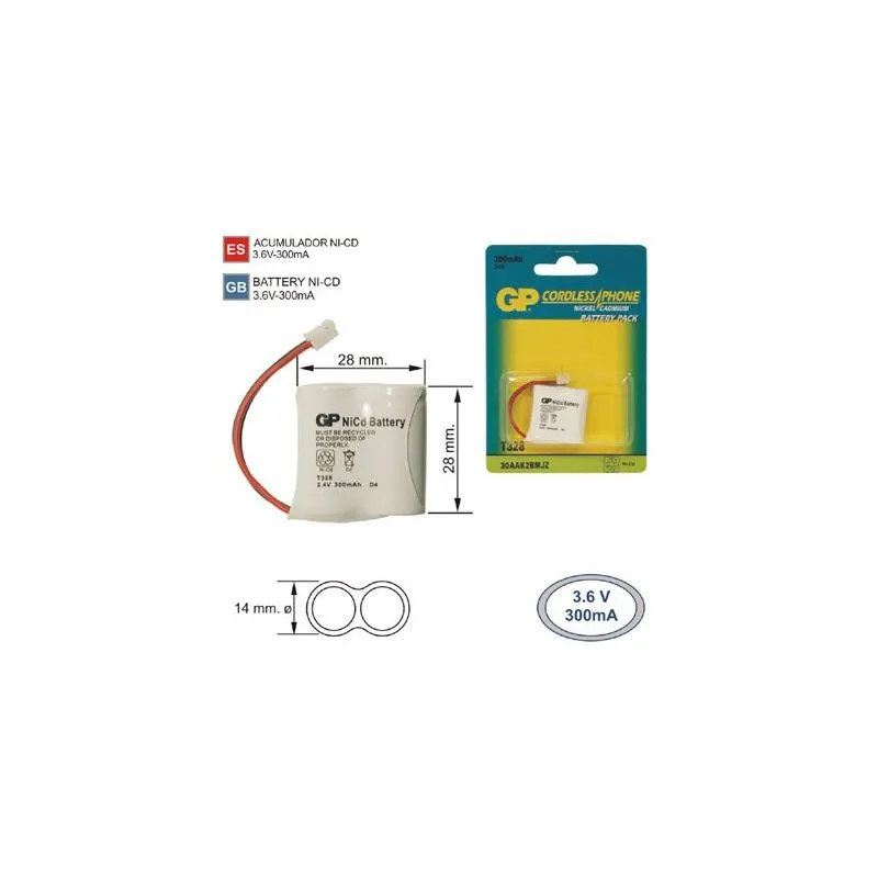 Bateria Telefone sem fio T328 2.4 V 300mah