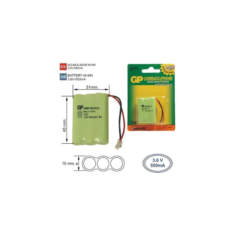 Bateria Telefone sem fio T207 3.6 V 550mAh
