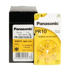 Pilhas para aparelhos auditivos Panasonic PR-230(10)/6LB (Pack 60...