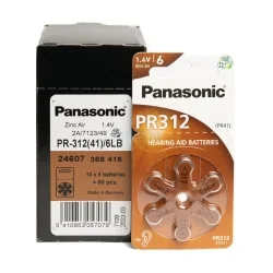 Pilhas para aparelhos auditivos Panasonic PR-312(41)/6LB (Pack 60...