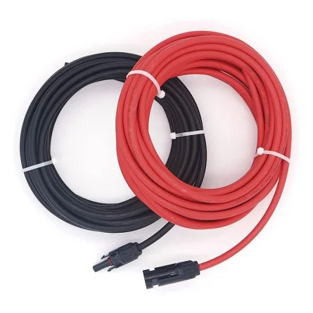 Cabo solar 6mm Vermelho e Preto 5 metros com conector MC4