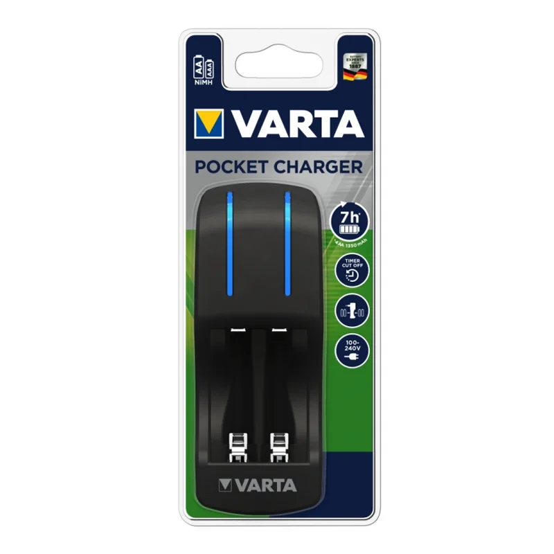 Carregador de bolso Varta para pilhas recarregáveis ​​AA, AAA Ni-Mh