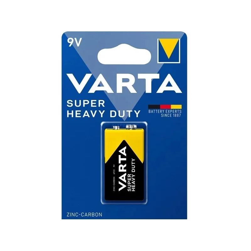 Pilhas Zinco-Carbono Varta 9V Super Heavy Duty (1 Unidade)