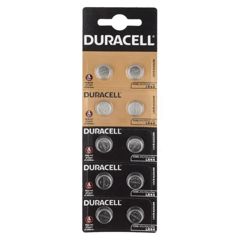 Pilhas Botão Alcalinas Duracell LR44 (10 Unidades)