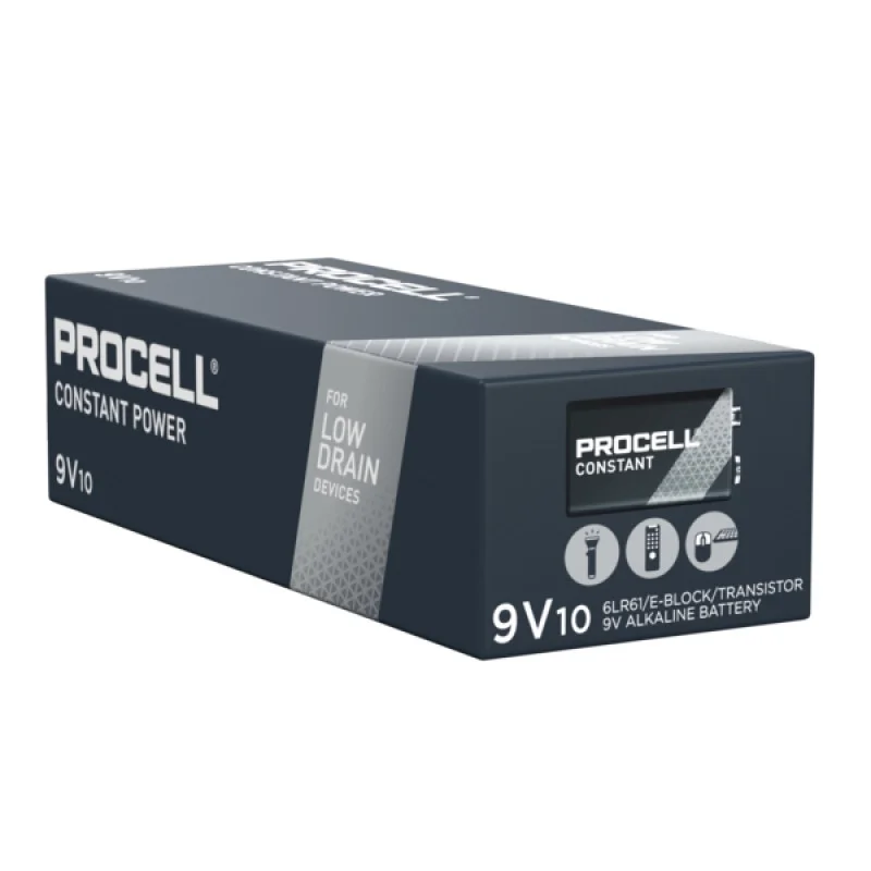 Pilhas Alcalinas Procell 9V 6LR61 Constant Power (10 Unidades)
