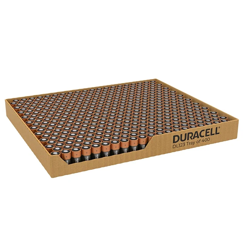 Pilhas de Lítio Duracell CR123A (Tabuleiro de 400)