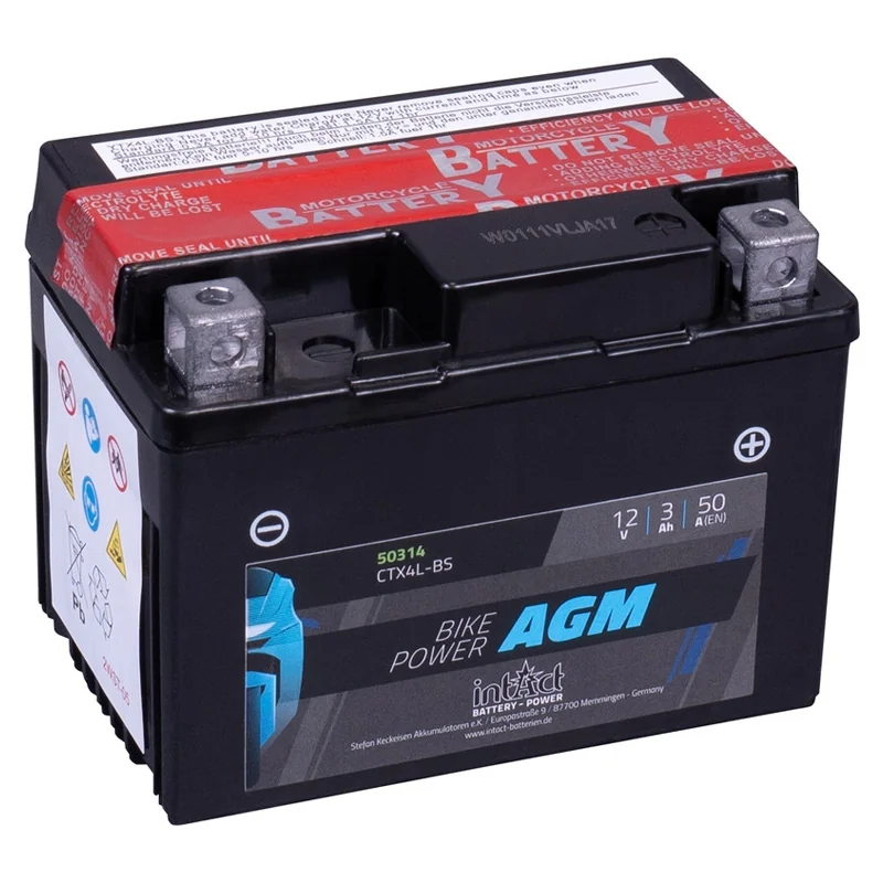 Bateria IntAct AGM CTX4L-BS 3Ah 50A