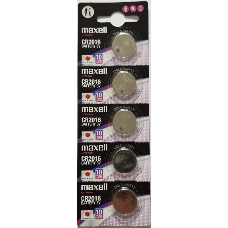 Pilhas Botão Lítio Maxell CR2016 (5 Unidades)